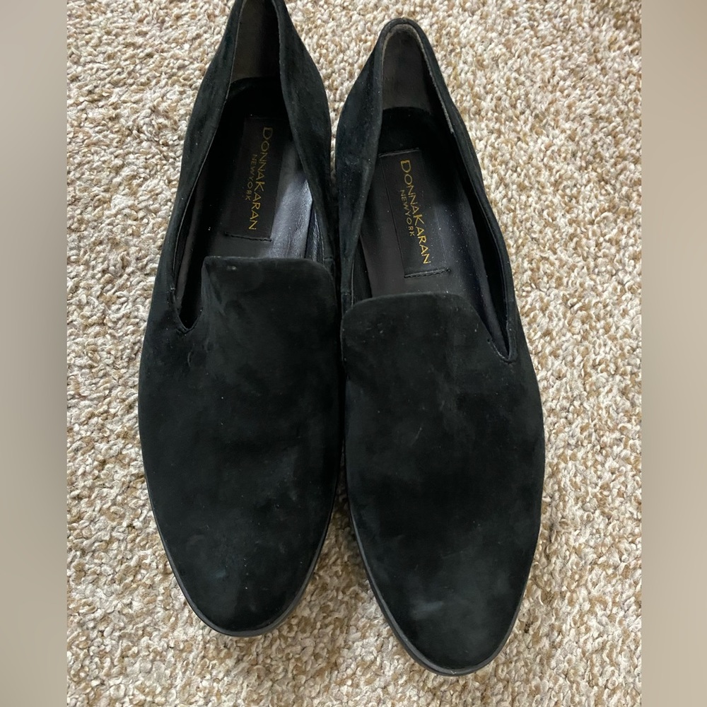 DONNA KAREN New York women loafer black suede size 7M